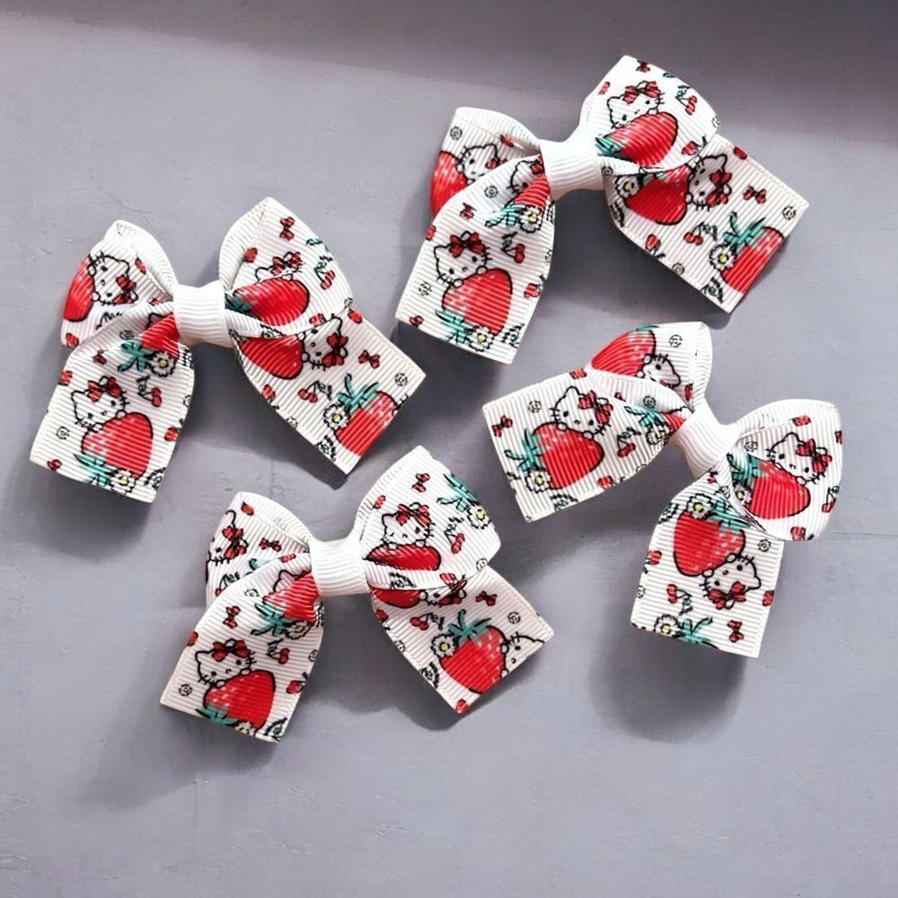 🤯5/$25🤯 Set Of Four Hello Kitty Strawberry Hair Bows for Kids